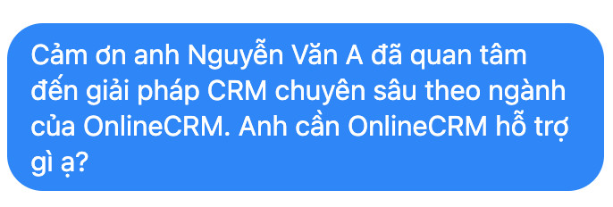 Tín nhắn trên Fanpage của OnlineCRM được cá nhân hóa